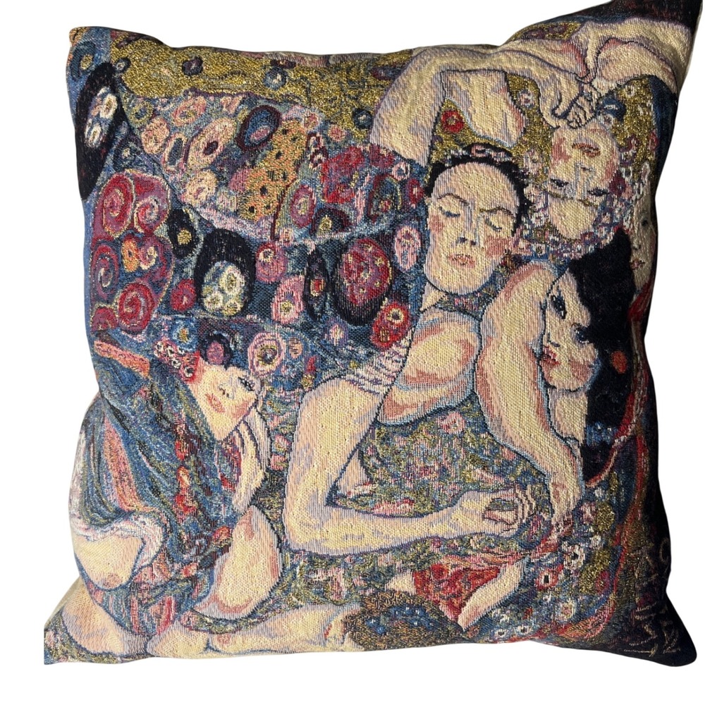 Metrax-Craye Gustav Klimt The Virgin Tapestry Pillow Metallic Gold 17x17 Belgium